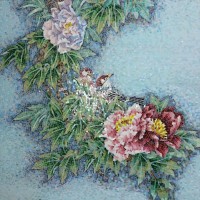 Цветы и птицы (По Lou Dahua) 100х100 cm
